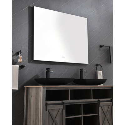 Miroir de salle de bain 48 po x 36 po à DEL avec anti-brouillard