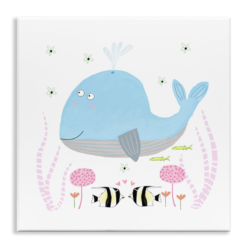 Plaque murale bébé baleine et fleurs, design par Carla Daly