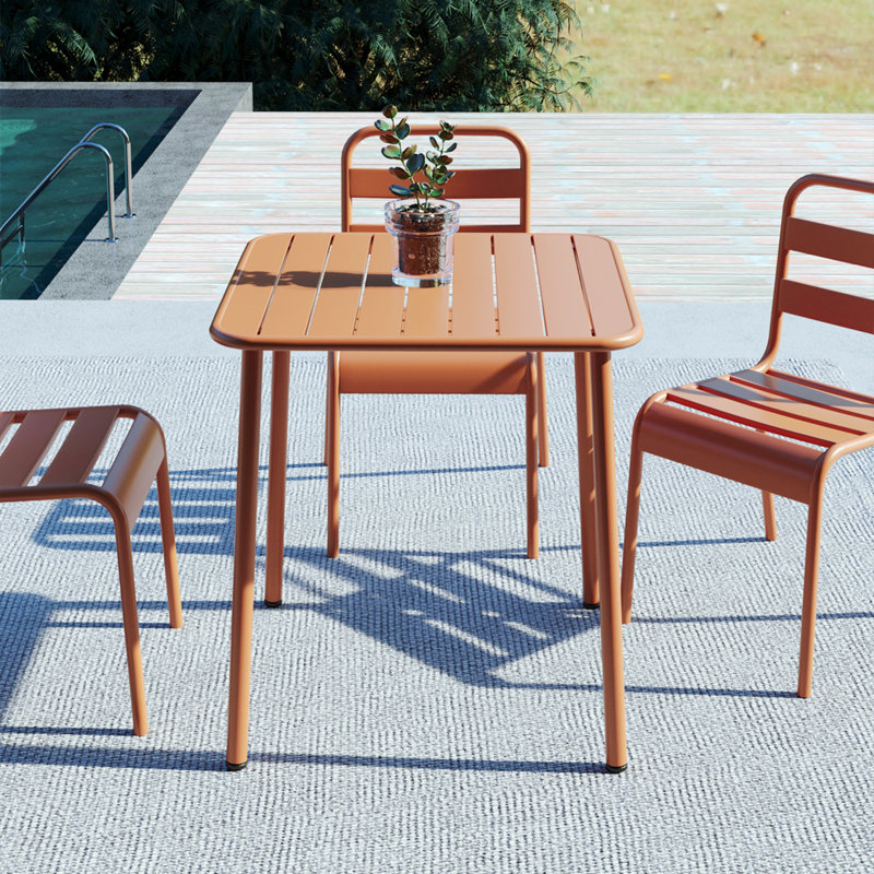 Table carrée pour l'extérieur, table de terrasse Villa, table imperméable, table de balcon rétro, table basse, rouge brique clair