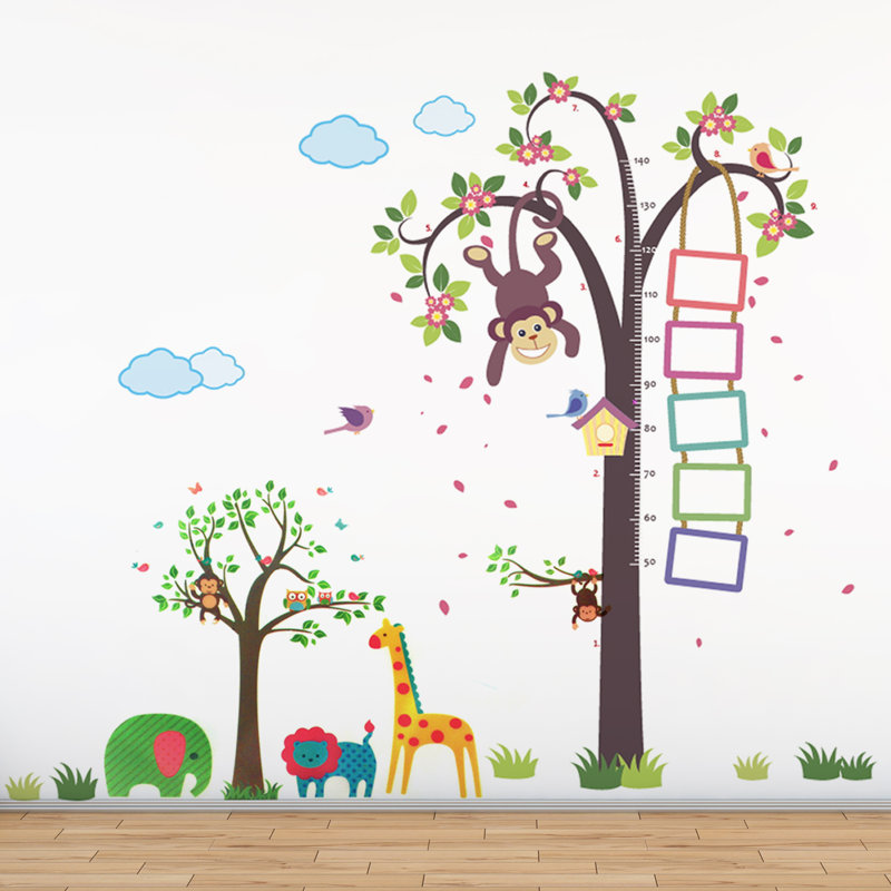 Adhésif décoratif "hauteur du singe" et arbre des animaux