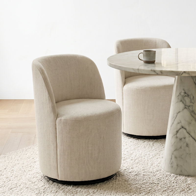 Fauteuil d'appoint simple pivotant tonneau pivotant, Beige
