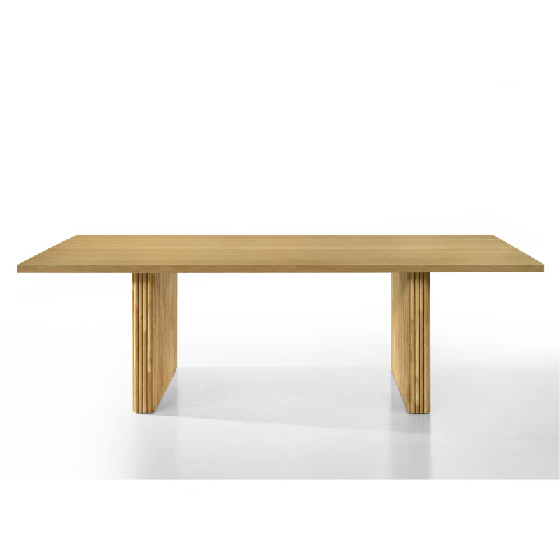 Table de salle à manger en bois exquise avec double piédestal et design élégant