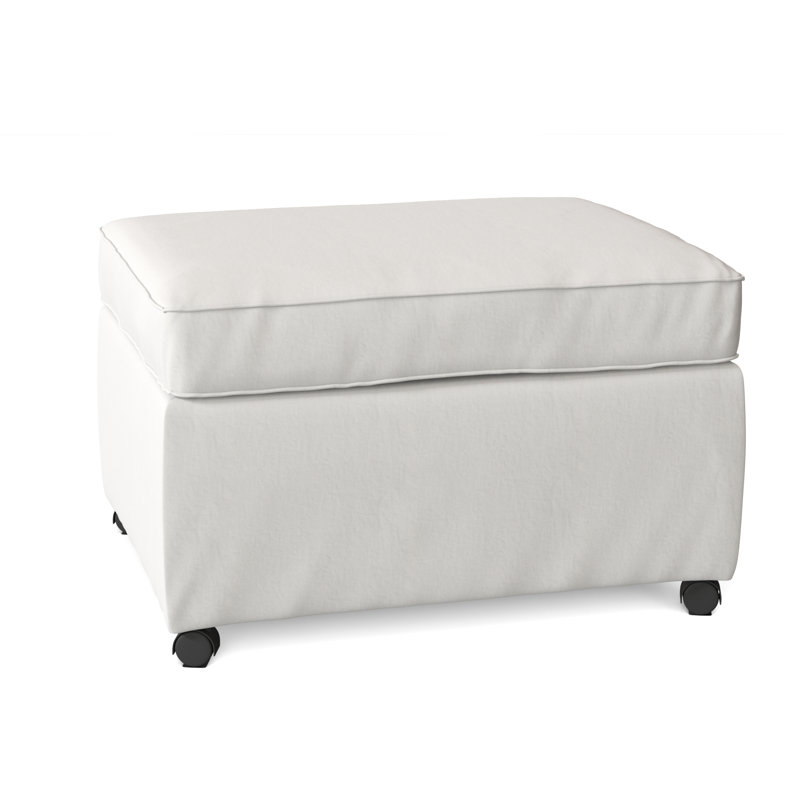 Rika Upholstered Ottoman, Classic Bleach White Twill
