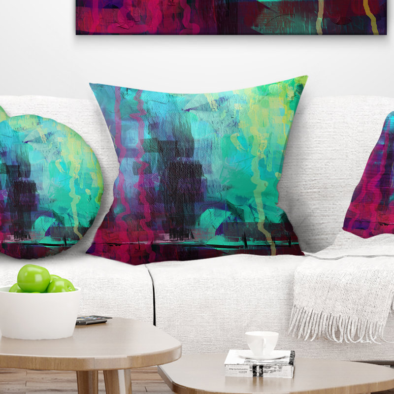 Abstrait numérique - coussin imprimé abstrait, 16 po x 16 po, Coussin décoratif