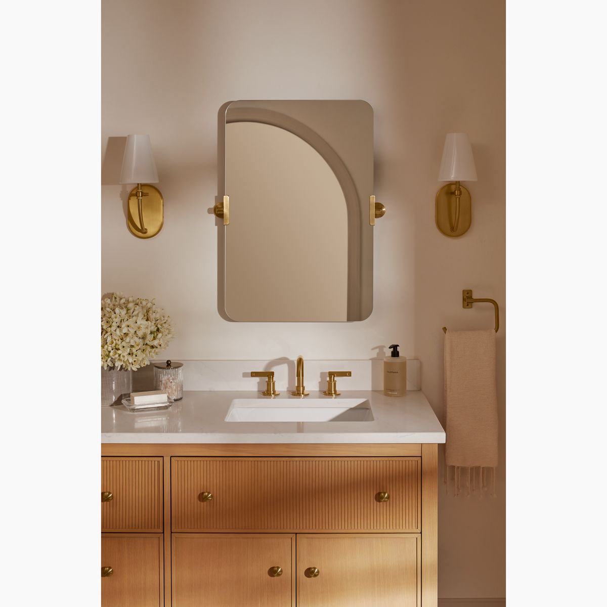 Castia Widespread Bathroom Faucet - 0.5 GPM, Vibrant Brushed Moderne Brass