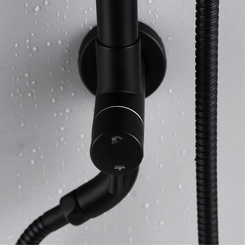 Handheld Shower And 8" Rainfall Head In Matte Black With Durability Package Showers, Matte Black