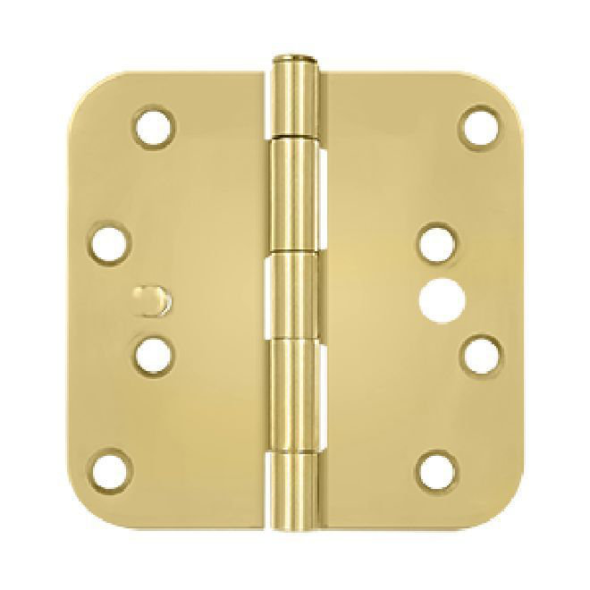 Charnière à rayon 4 "x 4" x 5/8 "Deltana S44R53-SEC, laiton sécurité poli, Laiton poli