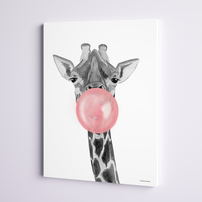 «Bubblegum Giraffe» par Rachel Nieman, fantaisie, impression, H 14 po x l 18 po x P 2 po