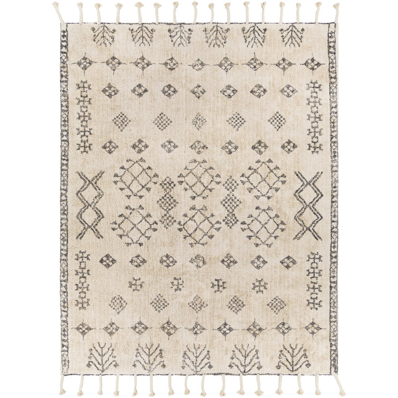 Tapis marocain en coton fait à la main Vannie, Rectangle 8 pi x 10 pi