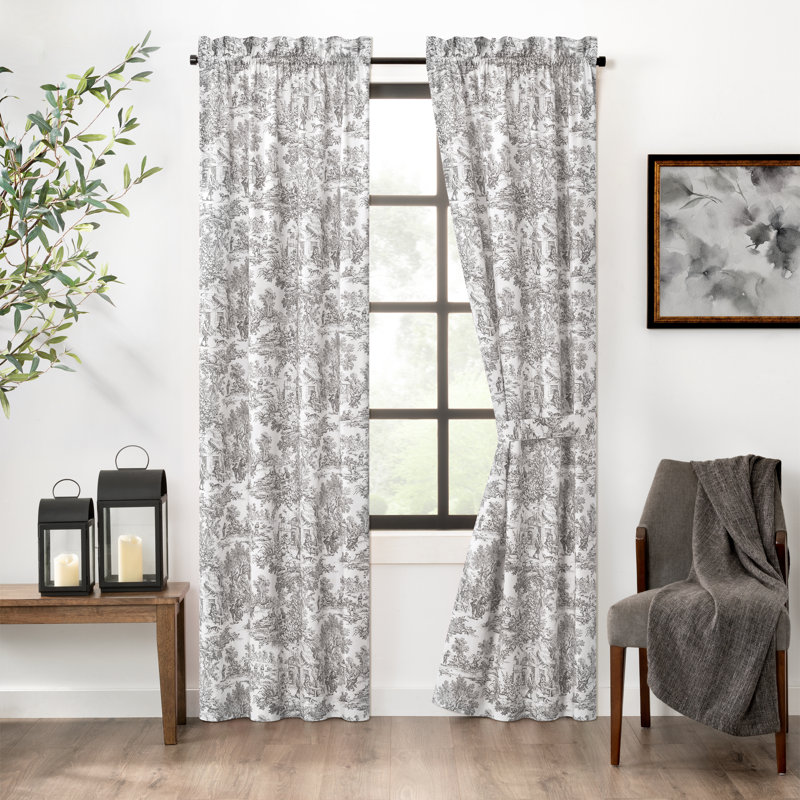 Amelie Semi-Sheer Cotton Curtain Pair, 34" W x 72" L, Gray