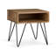Table de bout carrée en bois de manguier massif et métal 22 po Hunter avec rangement ouvert et pieds en épingle à cheveux-441833052-441833053
