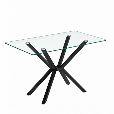 47.24" Rectangular Clear Tempered Glass Dining Table