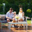 Table basse rectangulaire d'extérieur pour patio, structure en aluminium antirouille et plateau en imitation bois HDPE