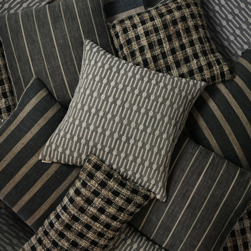 Channel Pillow Cover & Insert, Black, Square 20"