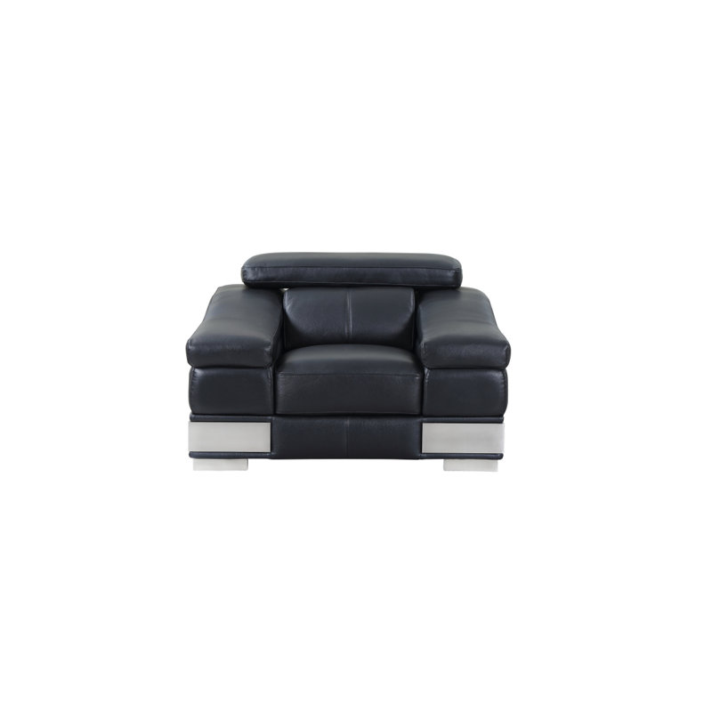 Chaise en cuir italien à grain supérieur, Noir