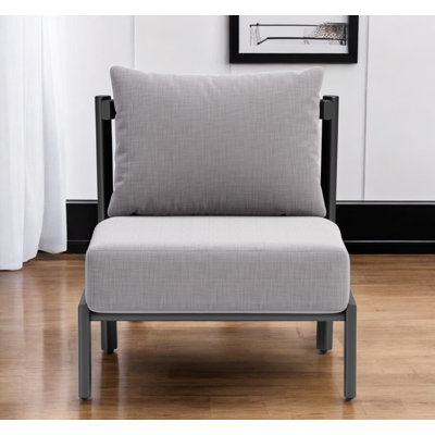 28" Gray And Black Fabric Side Chair