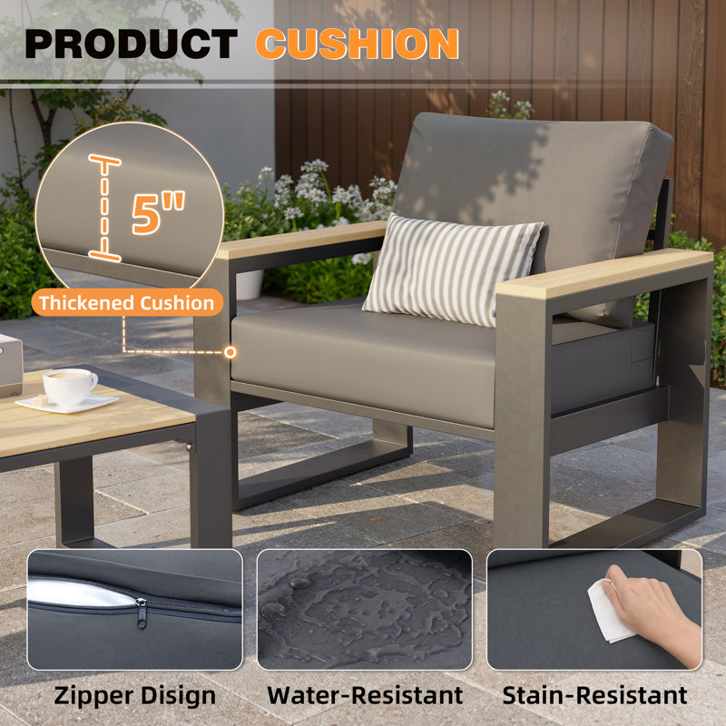 Canapé deux places en aluminium pour terrasse, idéal pour le jardin ou la cour arrière., Gris