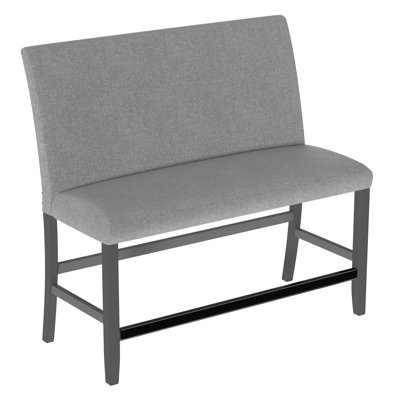 Gray Upholstered Bench With Back