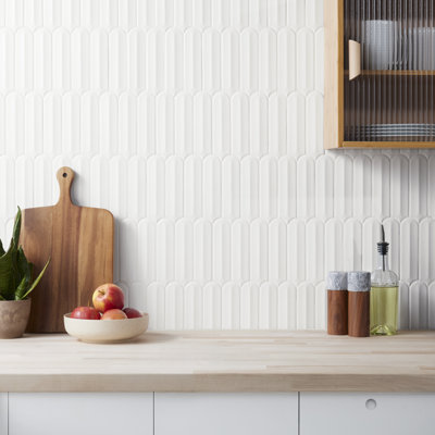 Overlay Feather 11.41 In. X 12.87 In. Glossy Ceramic Mosaic Wall Tile (11.11 Sq. Ft. / Case)