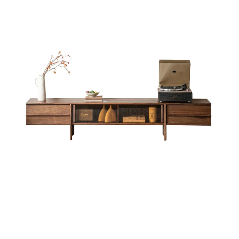 Meuble télé en bois de noyer de style rétro, 78.74"