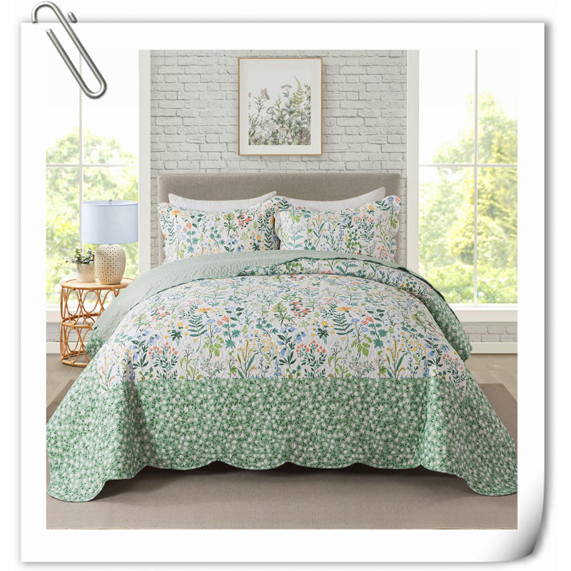 Quilts Machine Woven Quilt, Green Floral