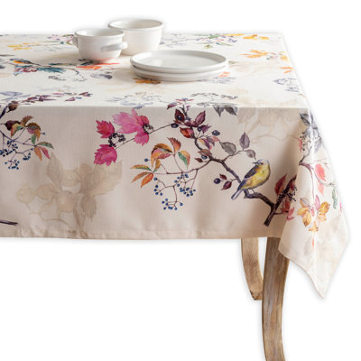 Maison d' Hermine Table Cloth Rectangle Table 100% Cotton 70 x 90 Inches Fall Tablecloth Reusable Everyday Use for Thanksgiving Christmas Decorations Dining Farmhouse Party (Equinoxe - Beige)