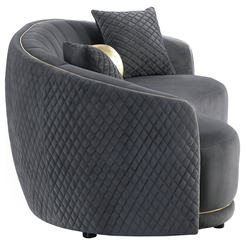 Ensemble de canapé 2 pièces rembourré en velours gris foncé