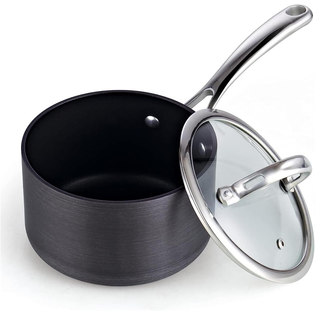 Cooks Standard Hard Anodized Nonstick Saucepan with Lid, Black Cooks Standard 