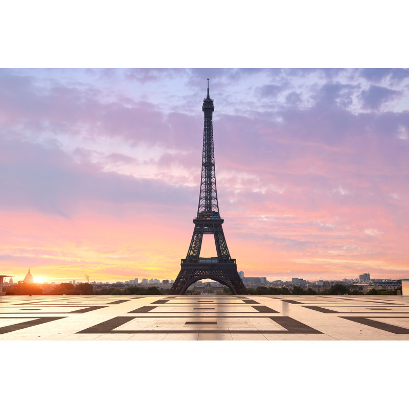 Eiffel Tower At Sunrise by Johnkellerman - Wrapped Canvas Print, 30cm H x 46cm W