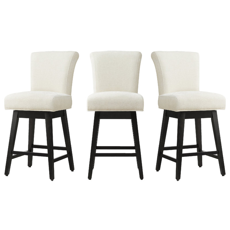 Aoibhne Swivel Upholstered Counter Stool, White/Fabric