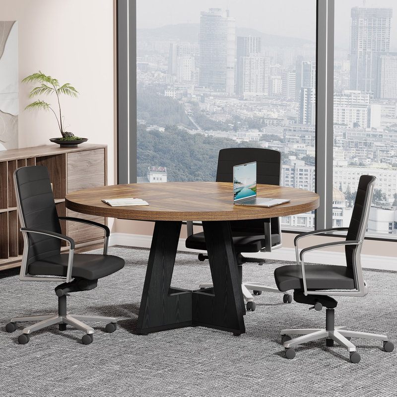 Table de conférence ronde, Rustic/Black