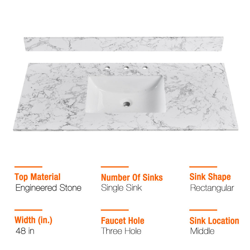 48'' Single Bathroom Vanity Top  With Engineered Stone Countertop   