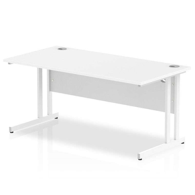 Ladajah Metal Base Computer Desk, 73cm H x 160cm W x 80cm D, White, White