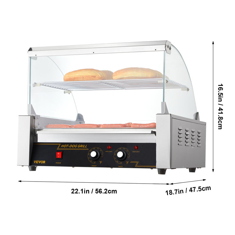 VEVOR Hot Dog Roller with Glass Lid
