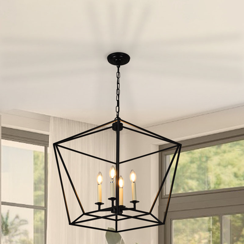 4 - Light Dimmable Lantern Geometric Chandelier