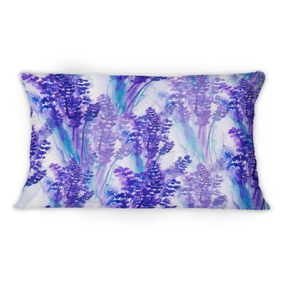Motif d'herbes et de fleurs peintes en violet - Coussin décoratif à motif 1