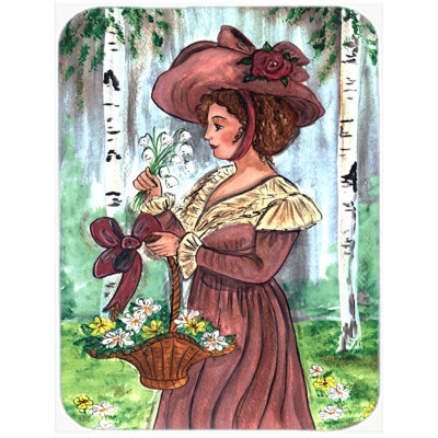 Fancy Lady with Hat and Flowers Glass Cutting Board