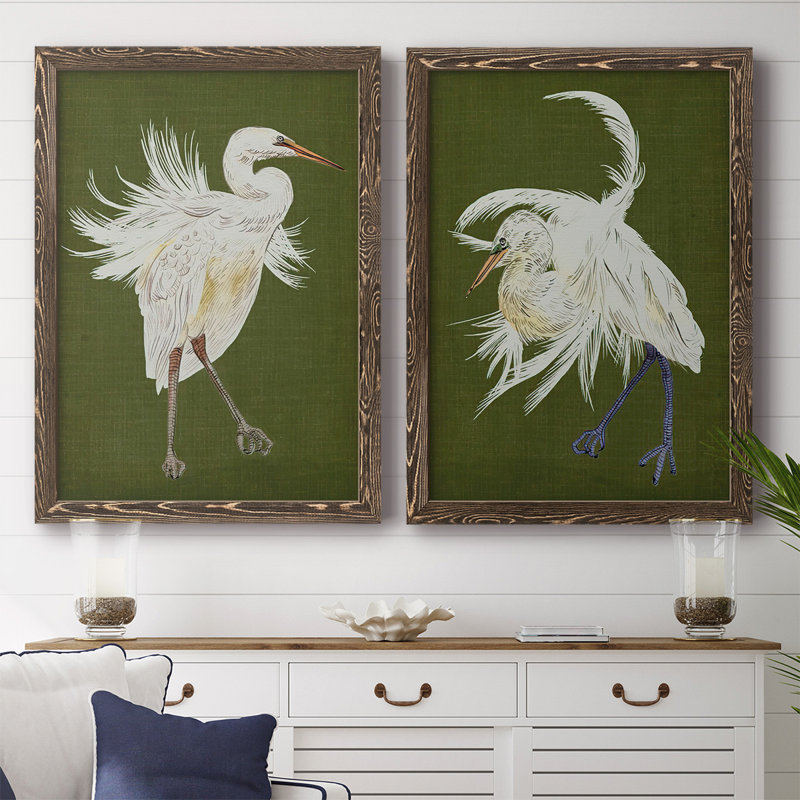 Heron Plumage I-Premium, toile encadrée - prête à être accrochée, Noyer, H 31,5 po x l 88 po x P 1,5 po