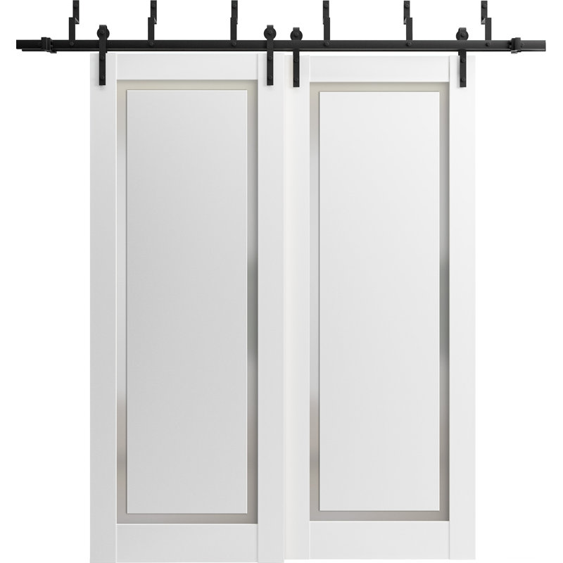 Portes blanches en grange coulissante Planum, 60 po x 80 po