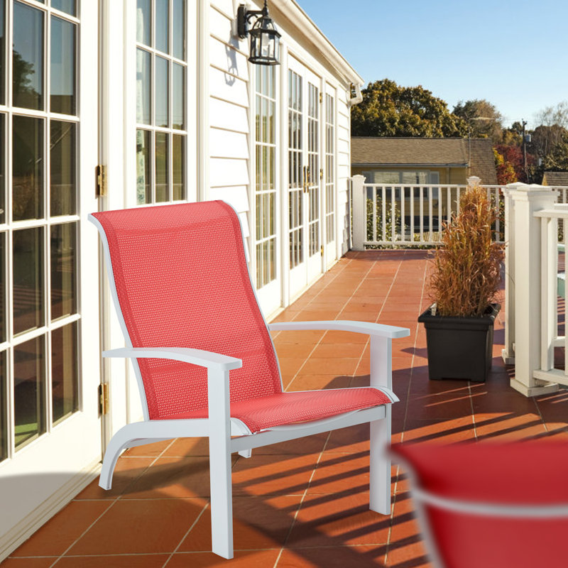 Eillet Outdoor Adirondack Chair, Red, White