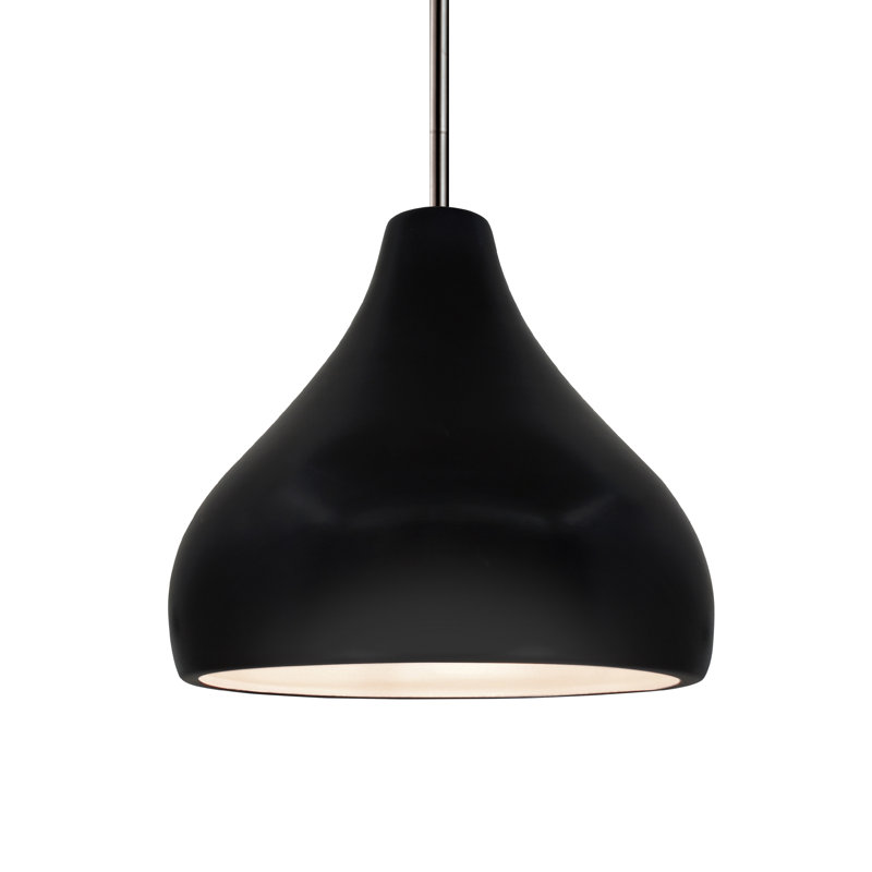 Luminaire suspendu à 1 lumière Meydan, H 8 po x l 11,5 po x P 11,5 po, Noir mat carbone, Nickel brossé