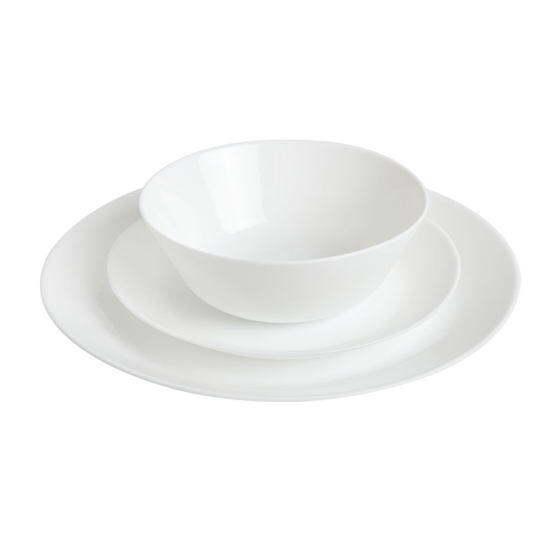 White Opal Glass Square Dinnerware Set, Service for 6