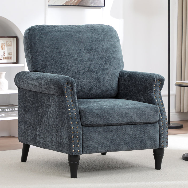 Fauteuil rembourré avec accents cloutés, Blue
