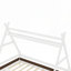 Lit plateforme House avec escalier, structure simple en bois massif, profil bas et conception amusante pour les enfants-980007934-980007932