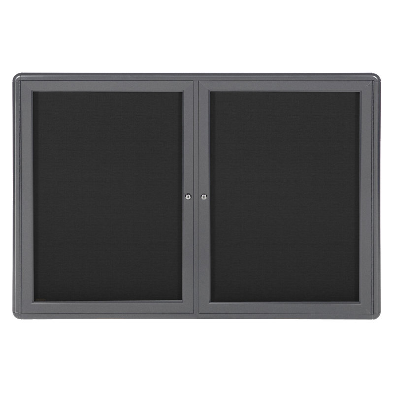 Babillard fermé 2 portes Ovation, Gris, Noir, H 3 po x l 5 po