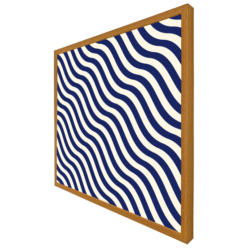 Aubrieana Wavey Lines - Single Picture Frame Print, 61cm H x 61cm W, Oak Framed