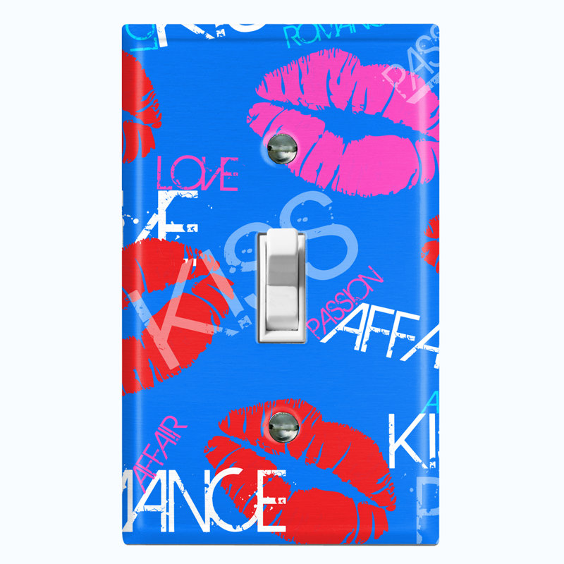 Patterned 1 - Gang Toggle Light Switch Standard Wall Plate, Blue