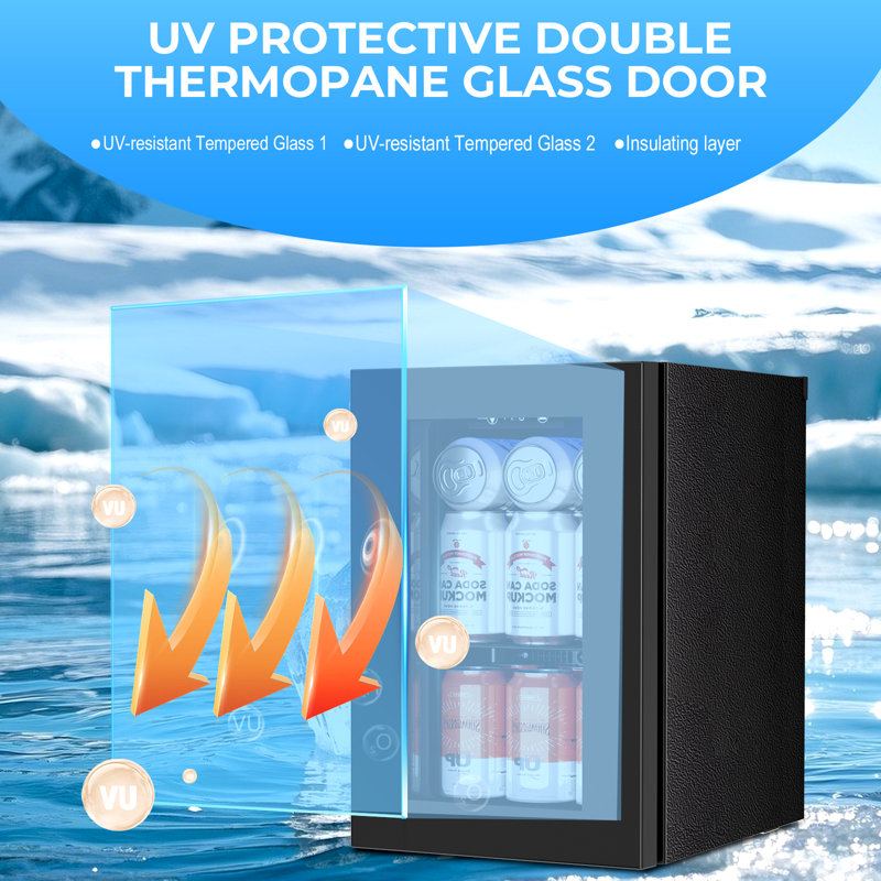 24 Bottle Mini Dormitory Refrigerator With Glass Door And Steel Wire Shelf Design, Small Size And Large Capacity, Portable And Energy-saving
