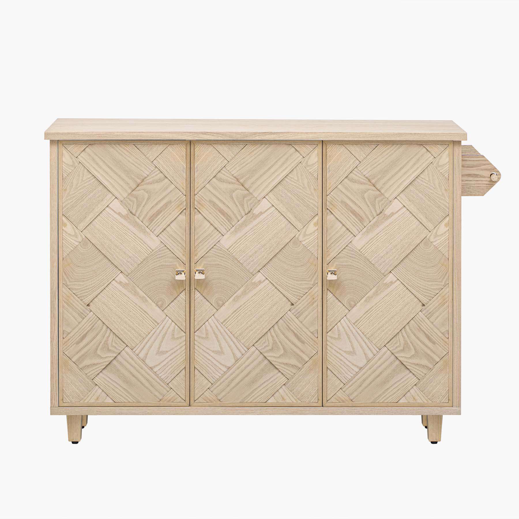 Dovecove Solid Wood Handwoven Kitchen Island with Drop Leaf, Coastal