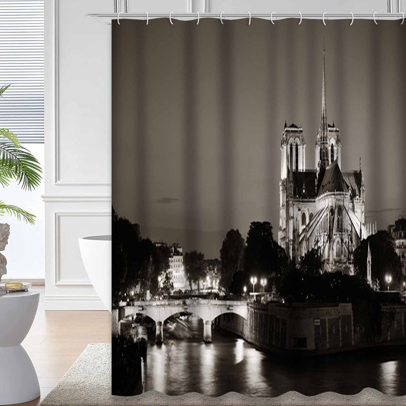 Rideau de douche avec 12 crochets Paris Dusk River, L 72 po x l 84 po
